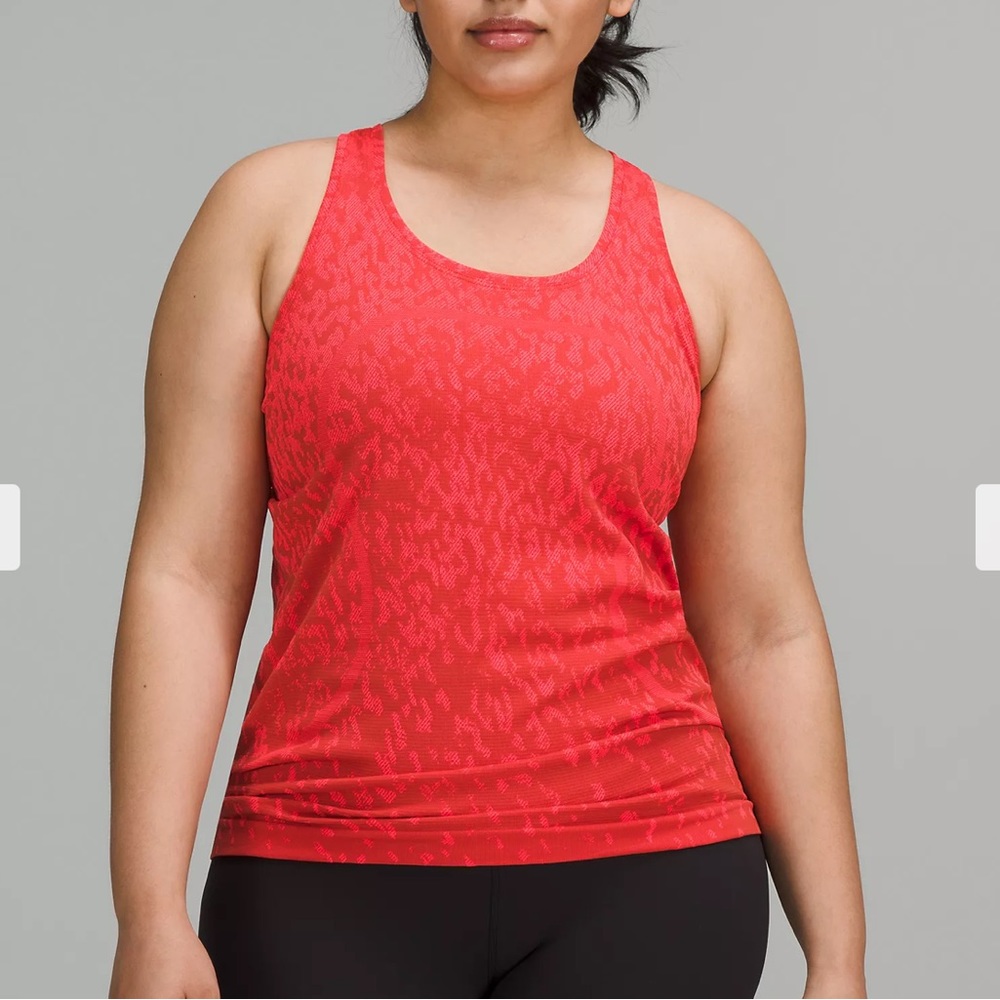 NWT Lululemon Swiftly Tech Racerback Tank Top 2.0 in Covered Camo Red Ro…